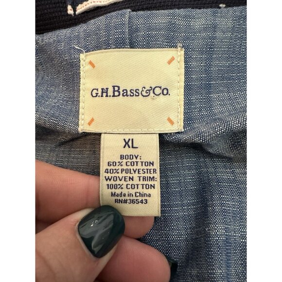 GH Bass Casual Blazer Jacket Men’s Size XL Cotton Blend Navy Elbow Patches - Picture 3 of 6